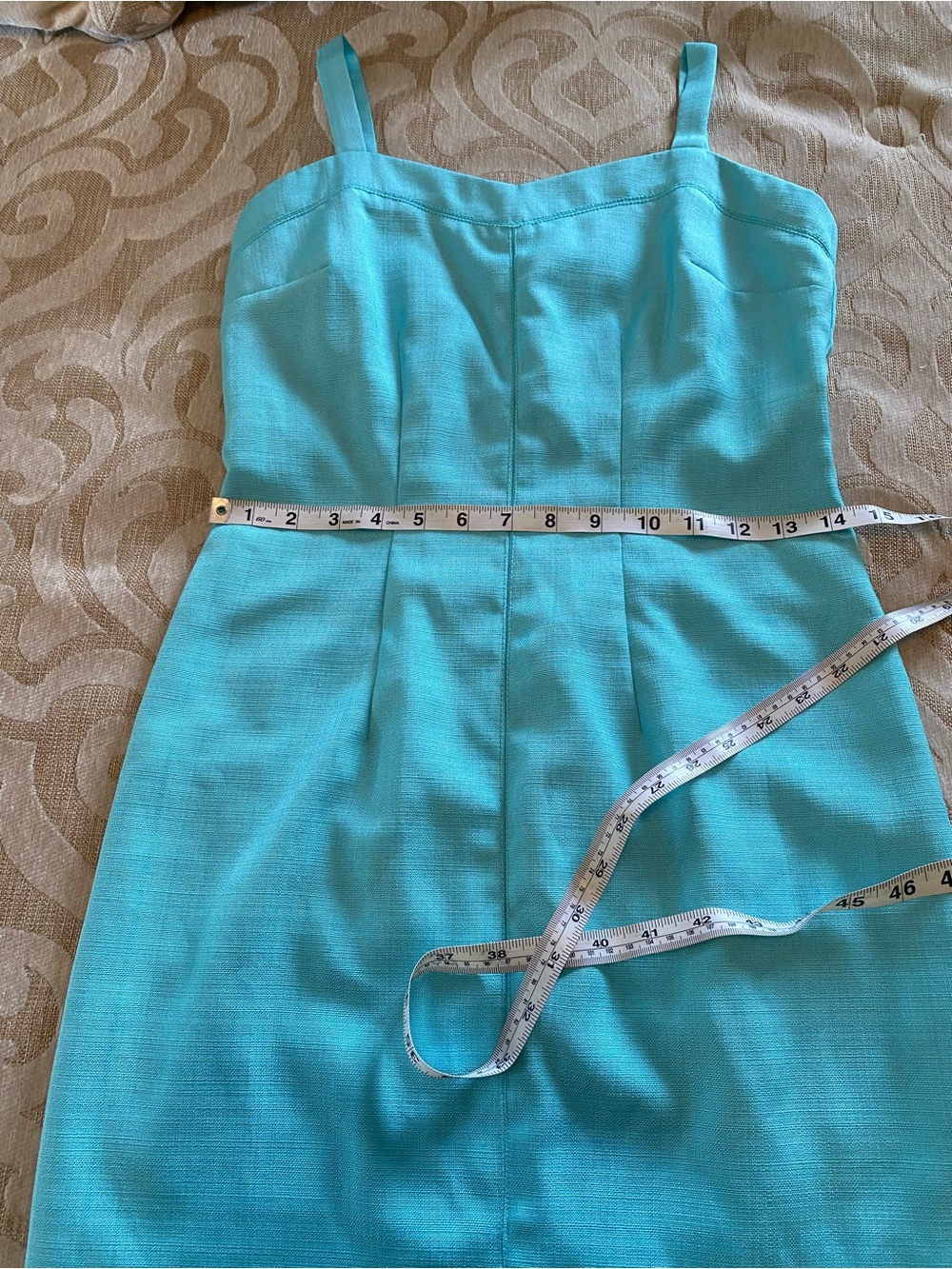 Ann Taylor Petite 0P Aqua Blue Sheath Dress | Lined Career Cocktail Midi - Picture 12 of 16